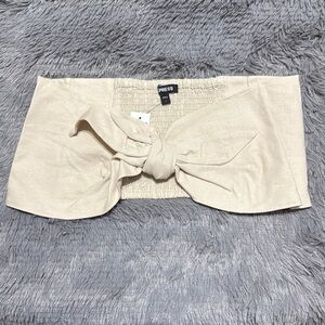 Express Linen-Blend Tie Front Bandeau Top